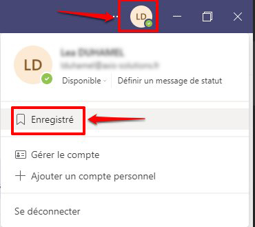 retrouver les messages enregistrés dans Microsoft Teams