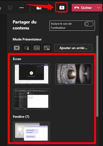 partager son écran dans Microsoft Teams
