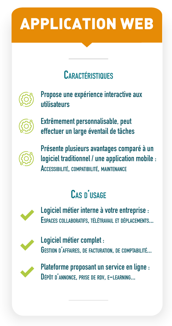 récapitulatif des caractéristiques et cas d'usage d'une application web pour marquer les différences existantes avec un site web