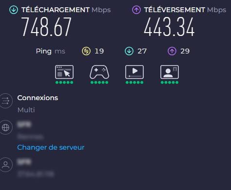 la bande passante c'est quoi : résultat d'un speedtest pour mesurer les performances de sa connexion internet